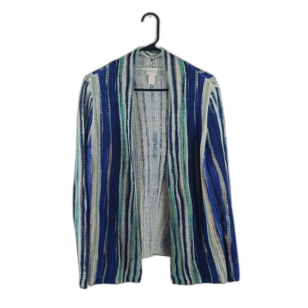 Chico's Open Front Linen Blend Knit Cardigan Chico's Size 1